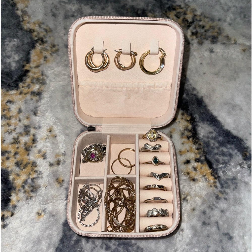 Pink travel jewelry box